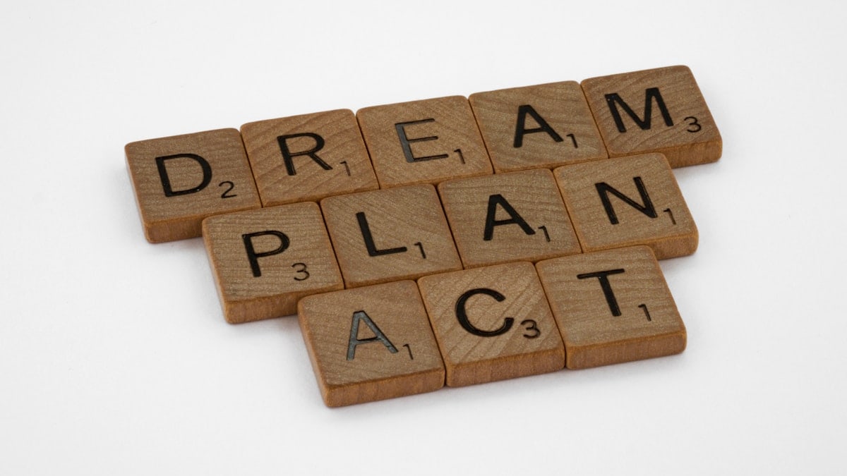 scrabble, scrabble pieces, lettering, letters, wood, scrabble tiles, white background, words, quote, letters, type, typography, design, layout, focus, bokeh, blur, photography, images, image, dream, plan, act, mission, intentional, mindfulness, work, don't give up, keep going, make it happen, just do it, journey, success, journey,